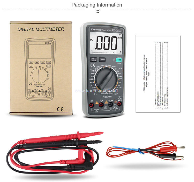 Kaemeasu 02B OEM ODM Multimetri elettrici True RMS Tester di resistenza di corrente Capacità di tensione