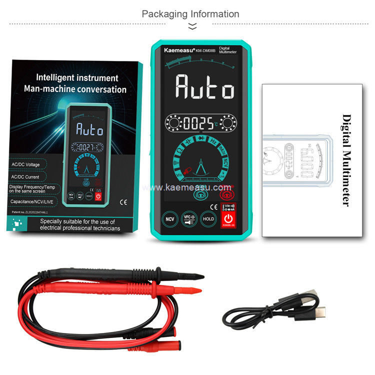 Kaemeasu 08D Controllo vocale Multimetro Tester Elettricista Voltmetro NCV Ture RMS Tester di tensione
