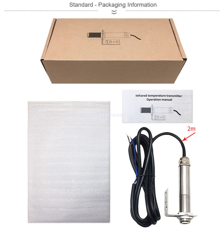 Kaemeasu 304 Sensore di temperatura a infrarossi in acciaio inossidabile Monitoraggio della temperatura industriale senza contatto -20~300°C