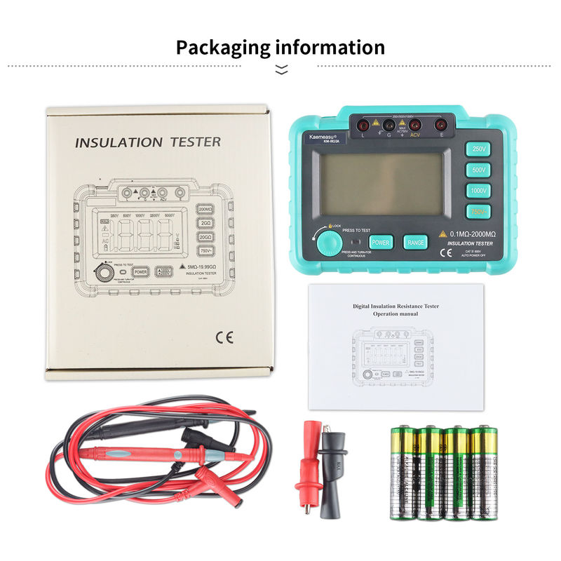 kaemesau 1999 Conteggio display Tester di resistenza all'isolamento 250V 500 V 1000 V Protezione da sovraccarico Tester digitale di resistenza all'isolamento IR10A