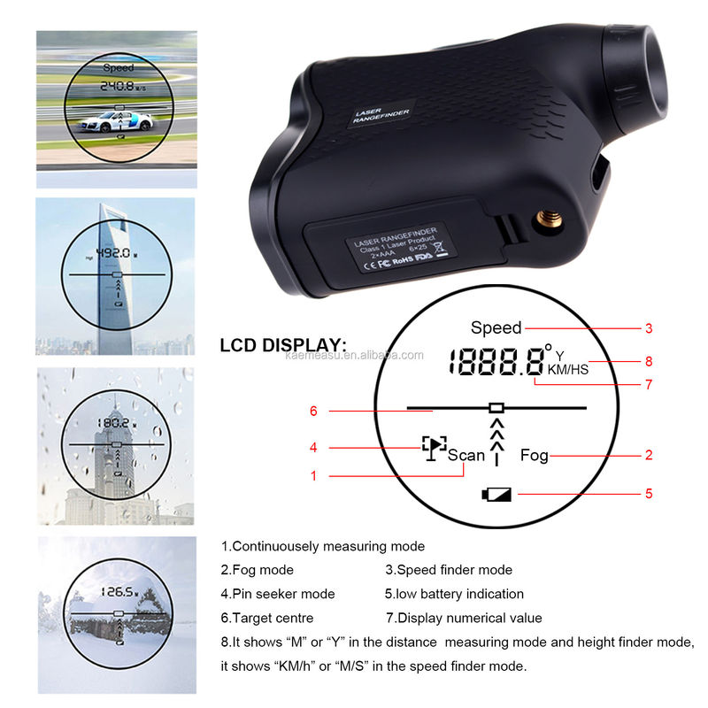 Multifunzione Golf Caccia Portatile digitale Laser Rangefinder Outdoor Avventura Telescopio Laser Distanza Meter 600m 900m 1200m 1