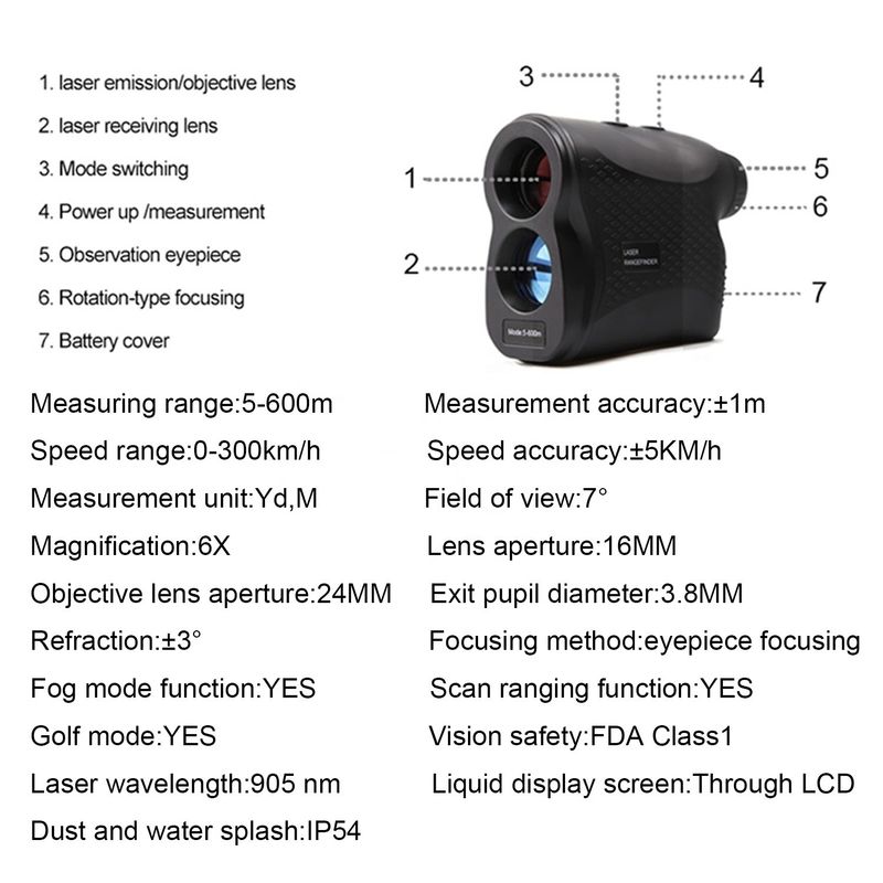 Multifunzione Golf Caccia Portatile digitale Laser Rangefinder Outdoor Avventura Telescopio Laser Distanza Meter 600m 900m 1200m 1