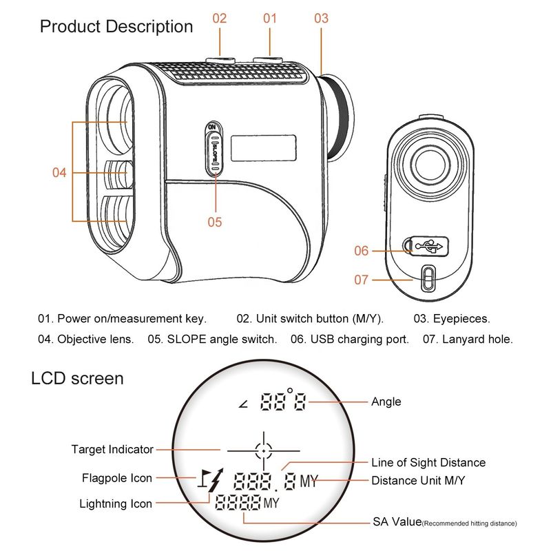 Telescopio sportivo all'aperto Golf rangefinder con attrazione magnetica e 905nm Laser Wavelength