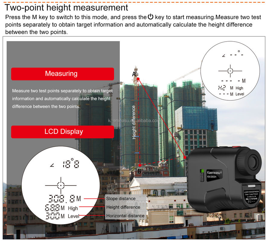 1000m Distanza di caccia Finder velocità misura pendenza portata Laser Distanza Telescopio Laser rangefinder
