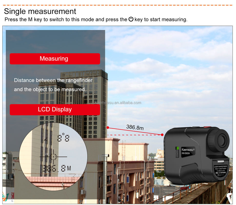1000m Distanza di caccia Finder velocità misura pendenza portata Laser Distanza Telescopio Laser rangefinder