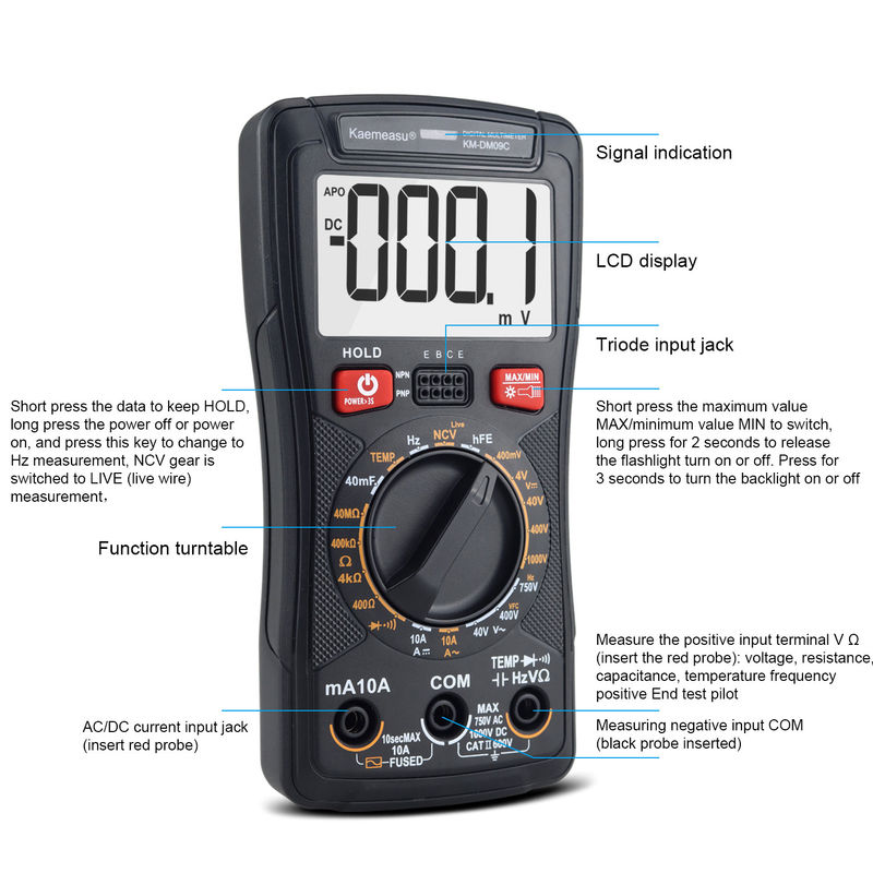 3999 Conti TRMS Multimetro LCD Multimetro NCV professionale Multimetro a panca elettrico Multimetro digitale intelligente Multimetro automobilistico