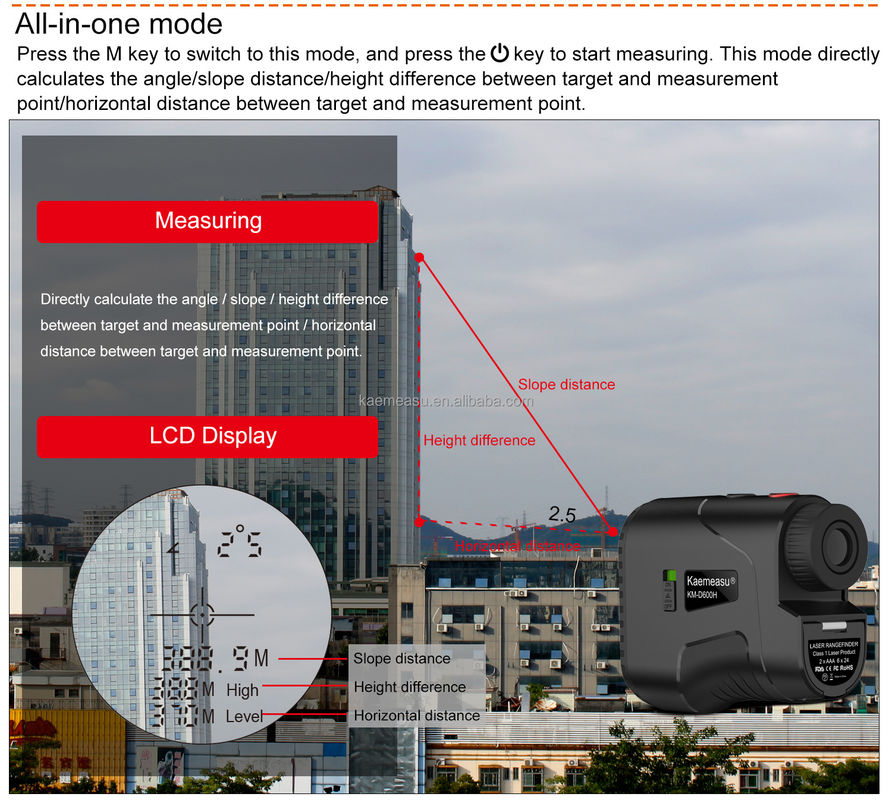 1000m Distanza di caccia Finder velocità misura pendenza portata Laser Distanza Telescopio Laser rangefinder