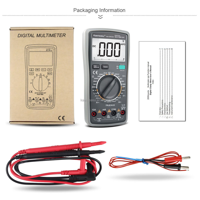 Elettricista Multitester di gamma automatica 6000 Conti Multimetro analogo T-RMS Diodo di prova Continuità Buzzer Multimetri digitali