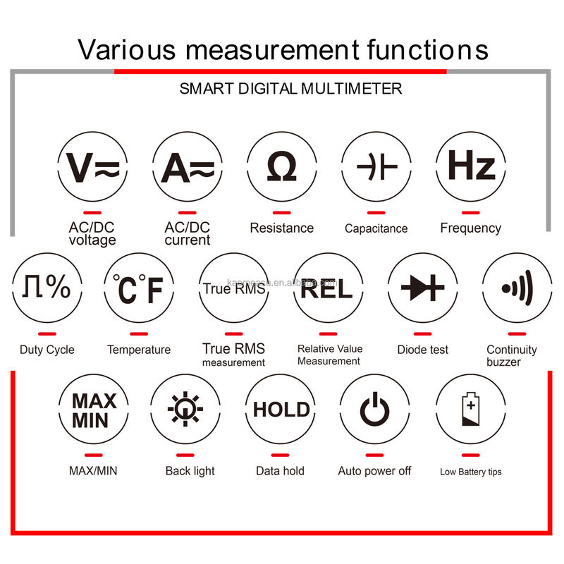 Multimetri digitali Autorevoltamento 1000V True RMS LED Diode Test Multimetro Smart Multimeter