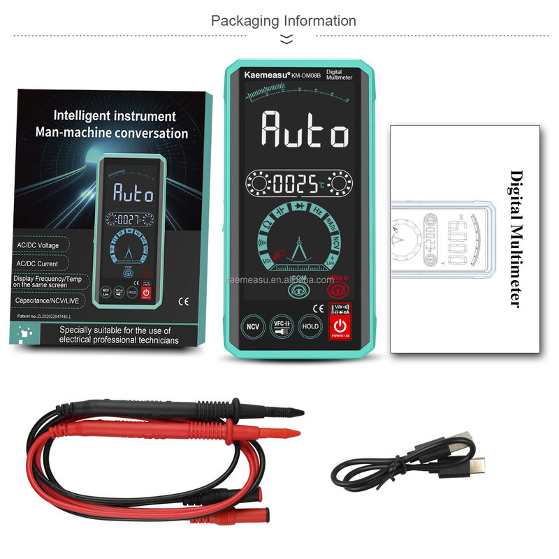 Multimetri intelligenti di interazione tra uomo e macchina LCD display a colori Tester di tensione ricaricabile Multimetro digitale intelligente