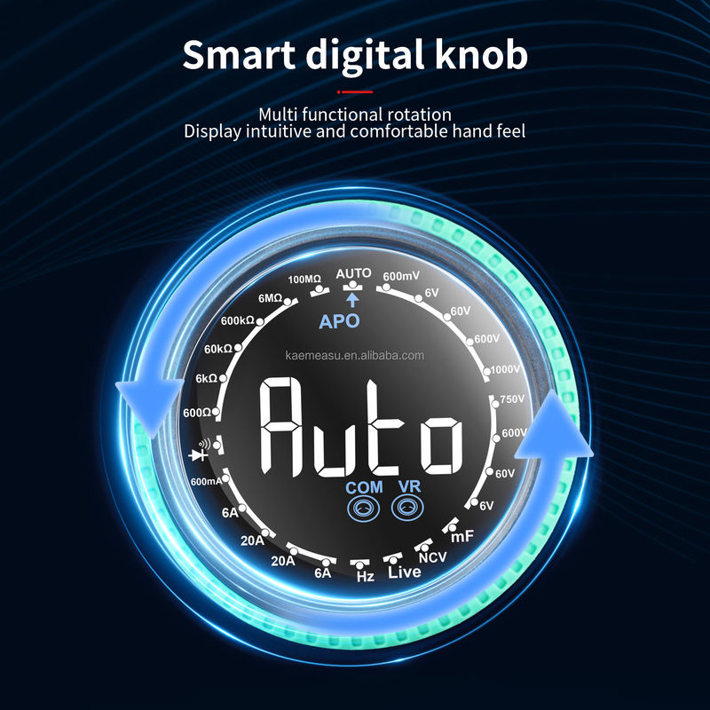Multimetro intelligente Detettore di tensione Multimetro digitale Multimetro Smart Rotary Knob -20-50C Max. Corrente continua 20mA