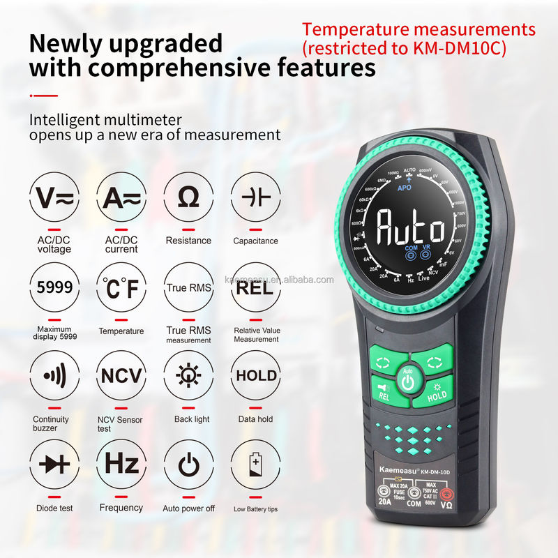 Multimetro intelligente Detettore di tensione Multimetro digitale Multimetro Smart Rotary Knob -20-50C Max. Corrente continua 20mA