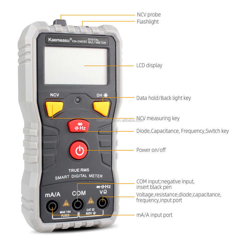 Kaemeasu Multimetro digitale portatile intelligente a corrente continua (DC) e a corrente alternata (AC)