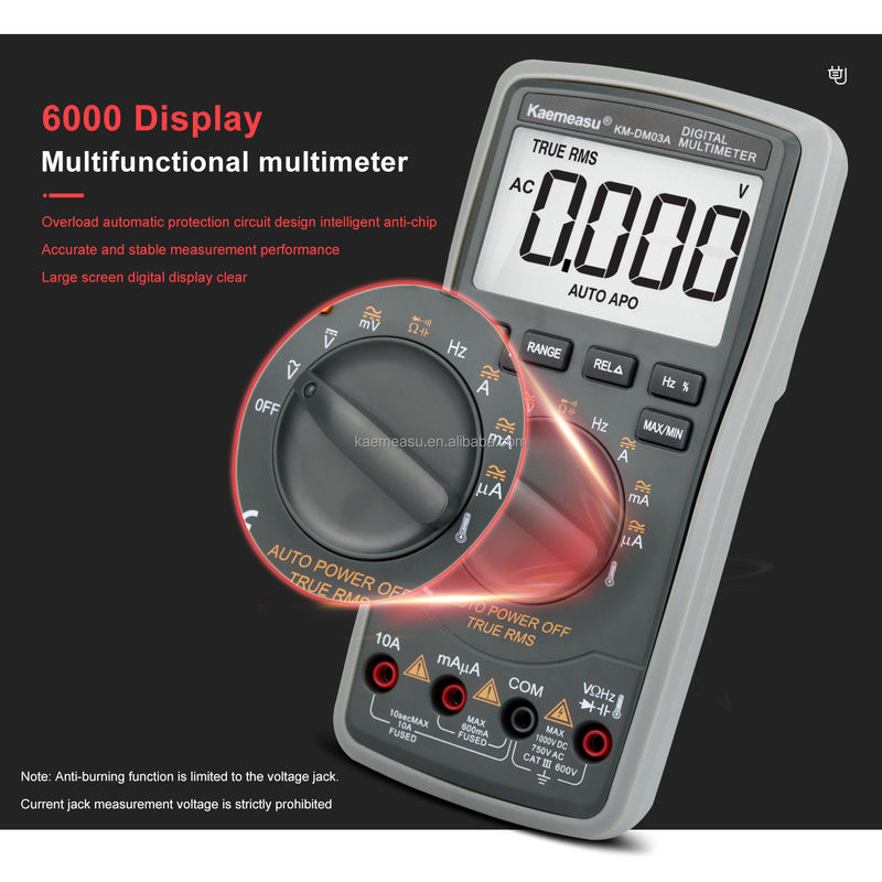 Alta precisione anti-incendio 1000V Multimetri digitali schermo LCD Voltmetro Funzione RMS vero Multimetro con sonda di temperatura