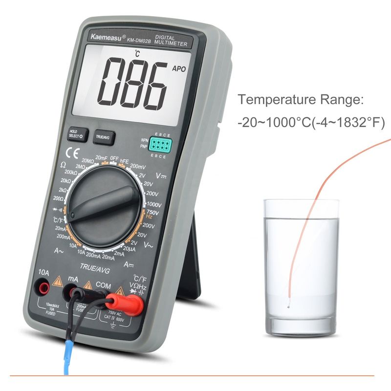 Alta precisione anti-incendio 1000V Multimetri digitali schermo LCD Voltmetro Funzione RMS vero Multimetro con sonda di temperatura
