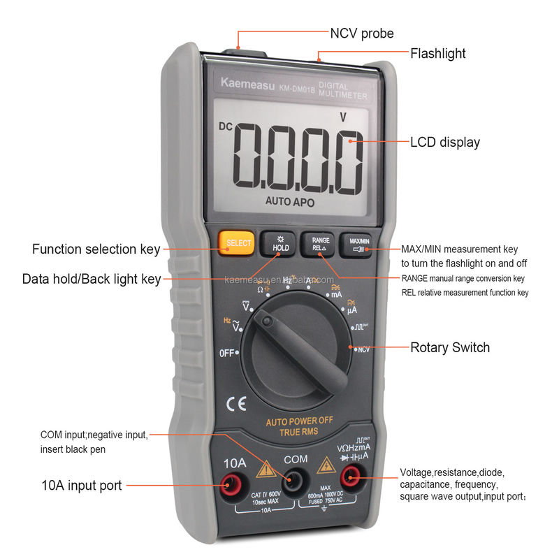 OEM ODM Multitester anti-incendio DC/AC NCV misura uscita di onde quadrate True-rms autonomia digitale Multimetri