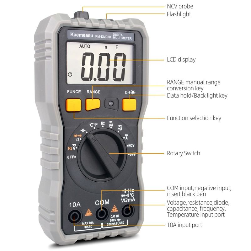 Auto Range Display LCD Multi Tester elettrico T-rms NCV Car Measure Bench Multimetri digitali con sonda
