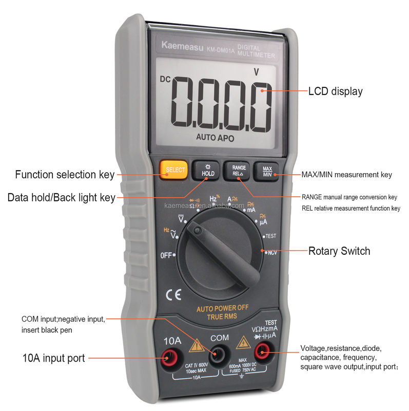 6000 conteggi DC/AC Capacità Resistenza NCV T-RMS Live Wire/Null Wire Measurement Digital Multimeter