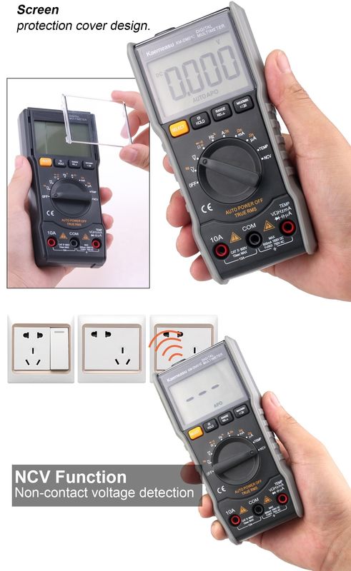 Multimetro elettrico antincendio True-rms Ncv Ohm Hz Tester Multimetri digitali intelligenti con sonda di temperatura