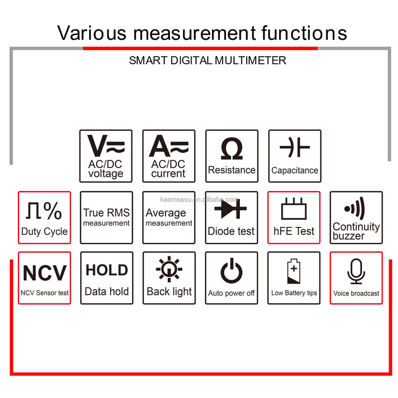 OEM ODM Multimetro elettronico DC AC NCV professionale True RMS Tester Auto range Multimetri di segnalazione vocale intelligenti