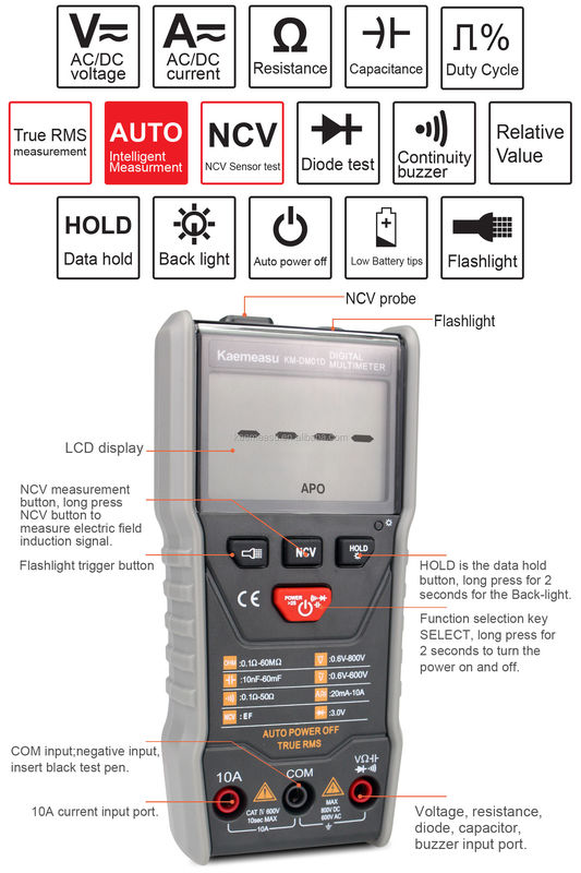 Multimetri automatici 3 5/6 cifre DC/AC True-rms Multimetro digitale con Ncv Multimeter Tester
