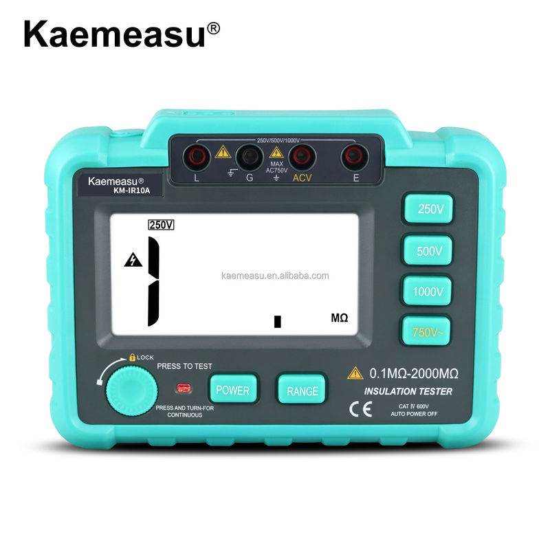 Tester digitale di resistenza all'isolamento con protezione contro sovraccarichi e gamma di misura fino a 2000MΩ Classe 1 250V 500V 1000V