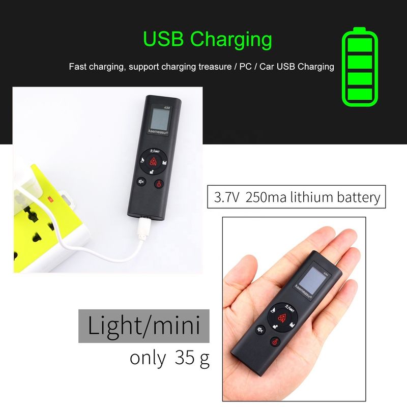 40m Mini portatile USB ricaricabile Laser Distance Meter Alta precisione infrarosso Regola elettronica Laser Range Finder