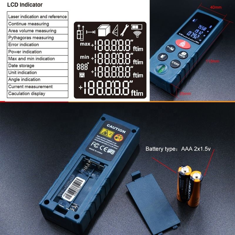 OEM ODM Mini Laser Handheld Distance Meter Strumenti di misurazione Regola elettronica Laser Digital Range Finder in vendita