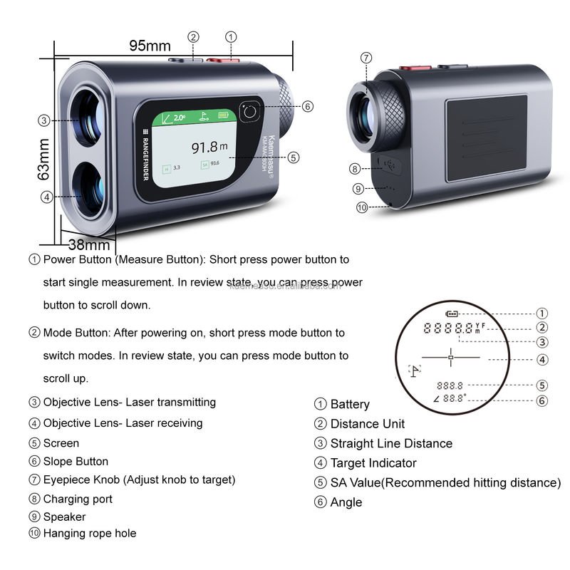 Supporto personalizzato OEM 600m Misura laser wireless Distanza metro Lineo digitale Combo Alta precisione per ingegneri architetti golfisti