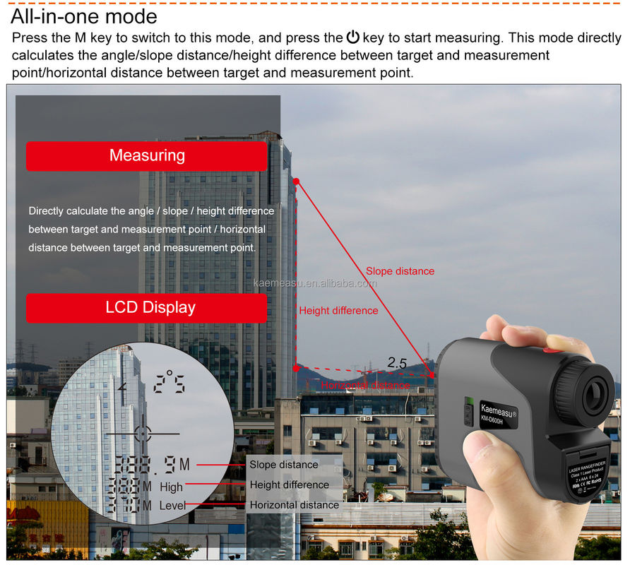 D450m Batteria Laser Distanza Metro Range Finder Golf Rangefinder Campo di caccia con livello di sicurezza laser di classe 1 -20-50C