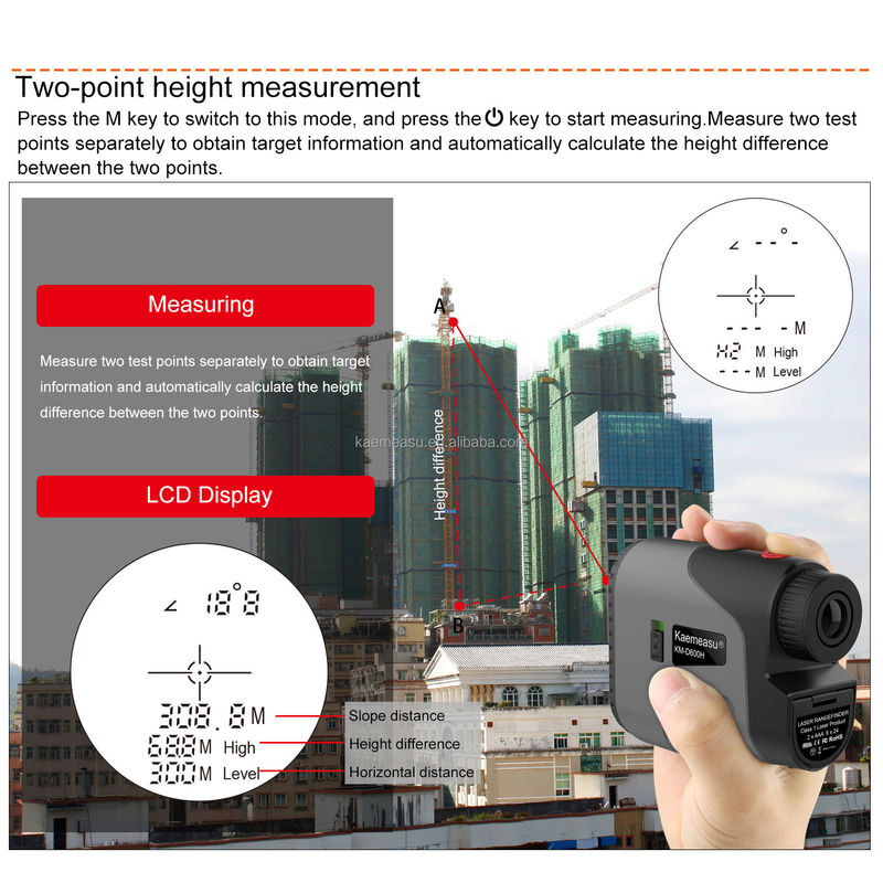 D450m Batteria Laser Distanza Metro Range Finder Golf Rangefinder Campo di caccia con livello di sicurezza laser di classe 1 -20-50C