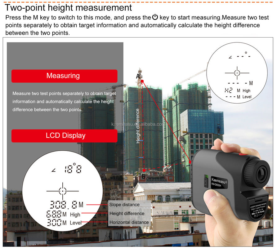 D Modello Laser Range Finder Distance Meter Combo Golf Caccia Ingegneria di rilevamento Accurate Power Supply 1.5V*2*AAA Batteria